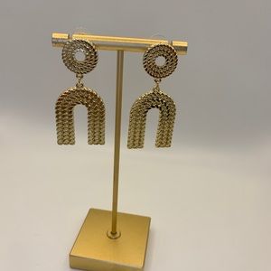 Gold U Shaped Statement Earrings